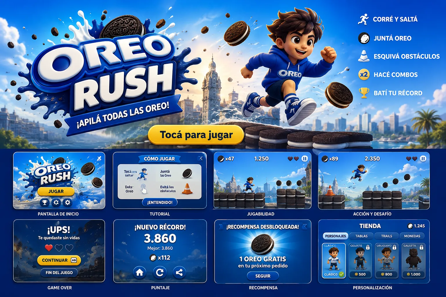 Sistema visual del proyecto Oreo Rush