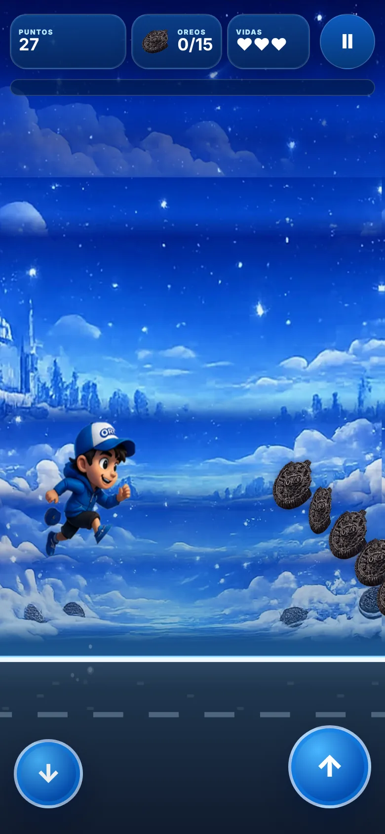 Interfaz y gameplay de Oreo Rush