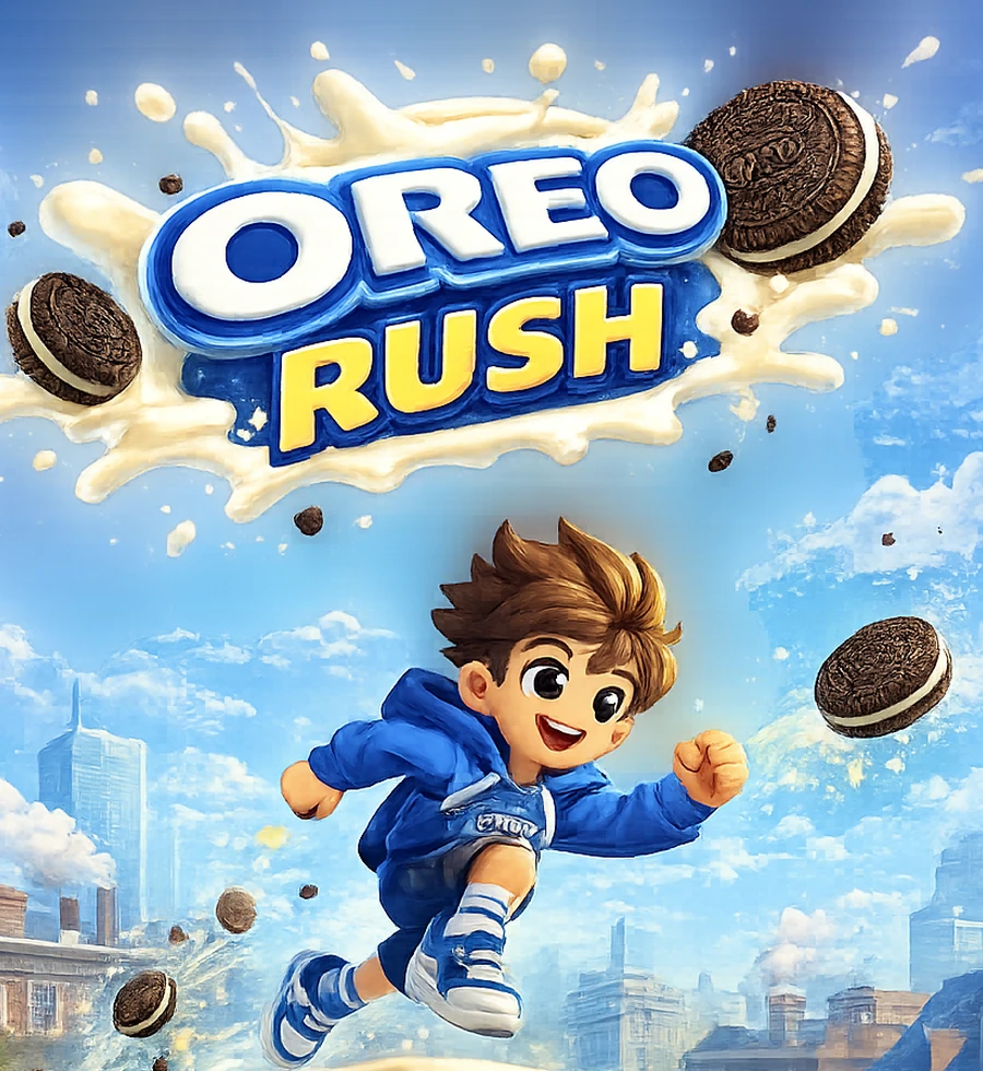 Oreo Rush, personaje corriendo entre Oreos